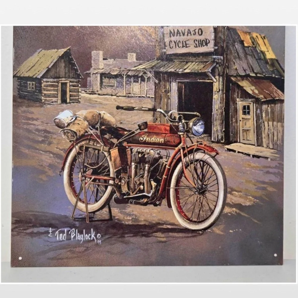 Vintage Baylock Indian Motorcycle Metal Tin Art #1030 Wall Décor Sign